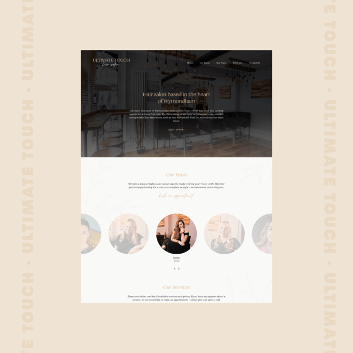 Charly King | Bespoke Website Design for Ultimate Touch Hair Salon, Wymondham